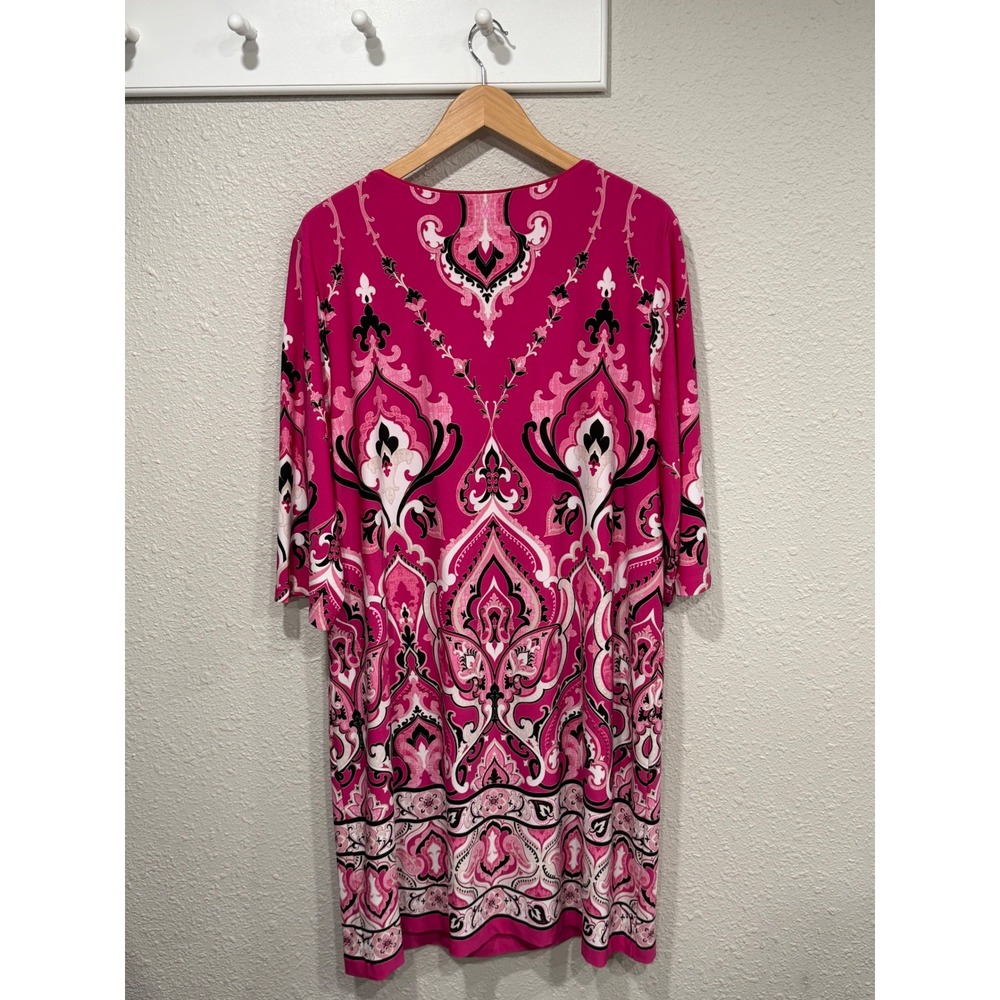 Chicos Paisley Print Shift Dress 3/4 Sleeve Plus Size 20/22 Coastal Boho Chic - Picture 5 of 5